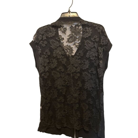 Robert Rodriguez Silk Cashmere Black Crewneck Lace Knit Sweater Vest Size Small - Picture 3 of 10